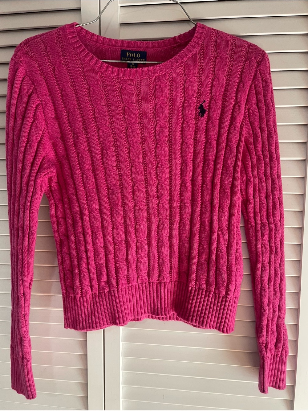 Polo by Ralph Lauren Hot Pink Cable-Knit Crew Sweater